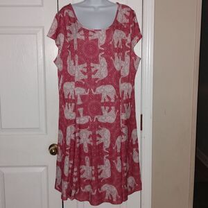 Lily by Firmiana Elephant Batik Print Fit and Flare Dress NWOT